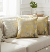 Silver Diamond Patterned and Gold Shaded Cushions