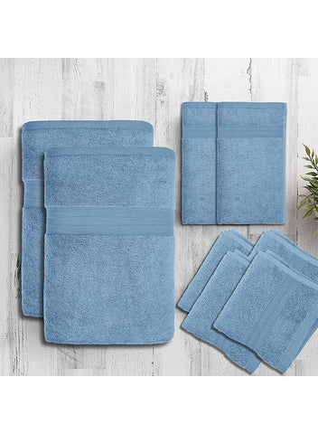 LuxeSoft 6-Piece Turkish Cotton Bath Towel Set, Deep Navy